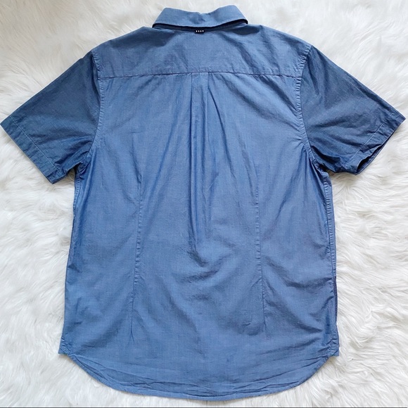 Five Four Short Sleeve Chambray Colour-Block Button-Down Shirt - Picture 2 of 8